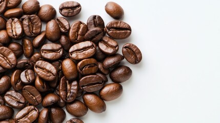 Freshly Roasted Coffee Beans on Light Background for Beverage Lovers