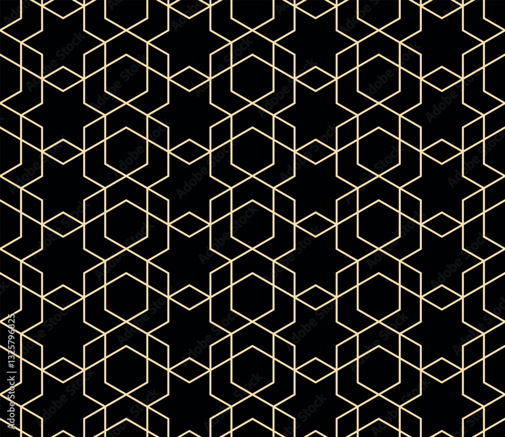 Aufkleber the geometric pattern with lines. seamless vector background. golden and black texture. graphic mode