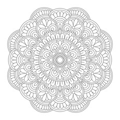 Naturs Nectar rotate mandala coloring book page, vector file