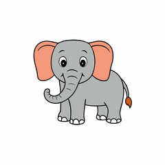 elephant, animal, cartoon, vector, illustration, mammal, baby, fun, wild, character, wildlife, safari, cute, art, funny, nature, gray, drawing, zoo, pink, clipart, animals, big, cheerful, smiling