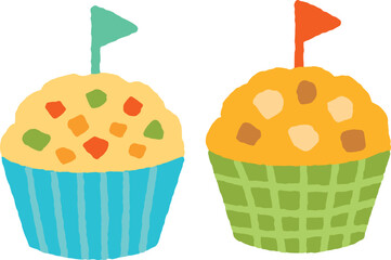 かわいいカップケーキのイラスト