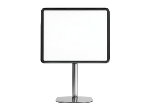 Monitor kiosk on metal frame base