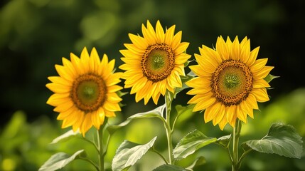 Vibrant sunflowers blooming in a lush garden