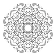 Vector Mandala Oriental colouring book page, vector file