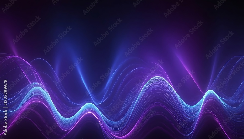 Poster digital waveforms in blue and purple, abstract background. abstract digital background with flowing 