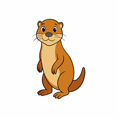 vector illustration of cartoon otter