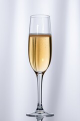 Elegant flute glass filled with effervescent golden liquid, ready to celebrate a special occasion.
