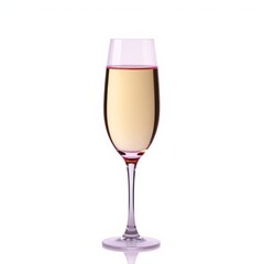 Elegant glass of sparkling white wine on a pristine white background, reflecting simple sophistication.