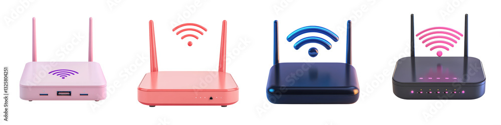 Aufkleber a collection of various wireless routers and internet connection devices each showcasing the modern 