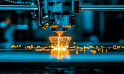 Advanced additive manufacturing process, creating a wireframe object with laser