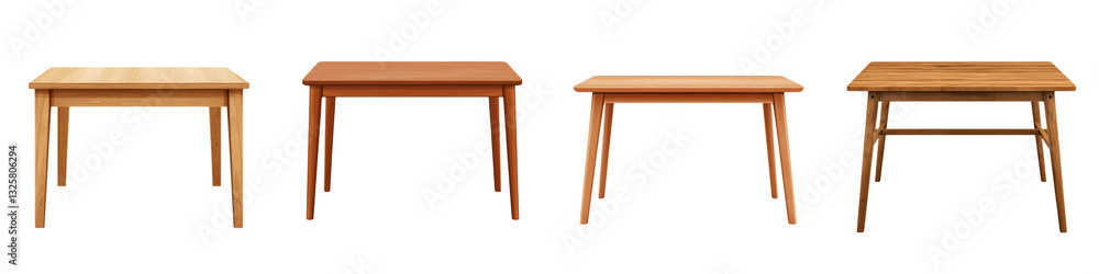 Poster a collection of wooden tables in different designs shapes and styles suitable for home office or kit