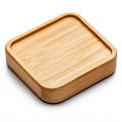 Simple Bamboo Coaster Natural Wood Texture and Minimalist Design, Generative AI.