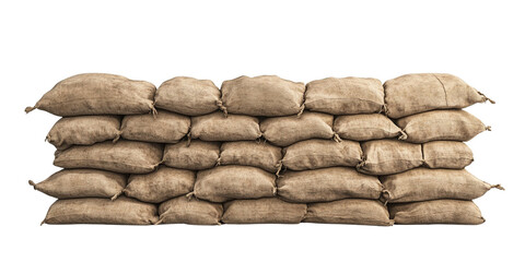 Stacked Burlap Sandbags for Flood Protection