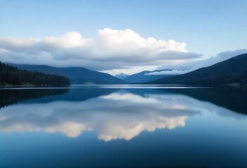 Fototapeta premium Generative AI Mountain Lake Reflection Serenity: AI-Generated Landscape Artwork