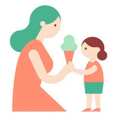 Playful Scene of a Mother and Child Sharing an Idea for Mothers Day PNG Illustration