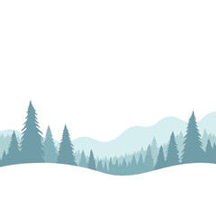 Fototapeta premium Stylized evergreen forest in serene landscape, natural beauty