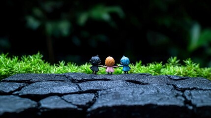 Miniature Figures Friendship  Farewell  Journey  Nature Background