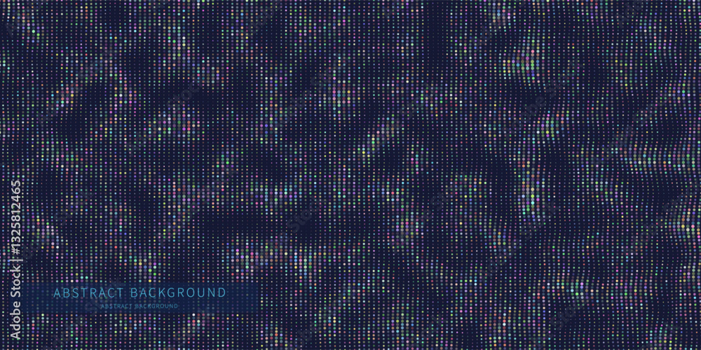Wall mural points in noisy chaotic texture. abstract color dots on dark background. technology cyberspace conce