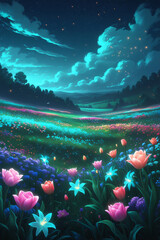 glowing flowers 