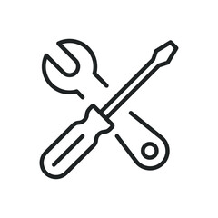 Tools thin line icons. Editable stroke and Perfect pixel on transparent background