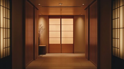 Modern Elevator doors of office or hotel hallway, Lobby interior, corridor in house with lift,Black elegant lift for passenger or cargo elevators,copy space.