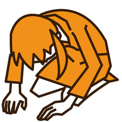 土下座をする女性社員・ビジネスウーマン	