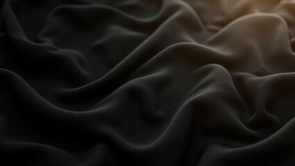 Obraz premium Luxurious black fabric with soft, flowing texture and gentle folds creates elegant backdrop. interplay of light enhances depth and richness of material, evoking sophistication