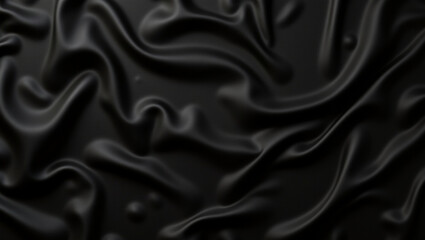 Obraz premium Sleek black fabric with smooth, flowing waves and subtle texture creates elegant and sophisticated background. Perfect for various design projects