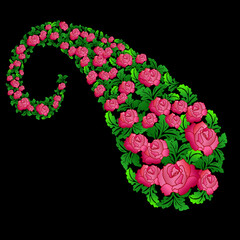 heart made of roses ,luxury roses embroidery pattern