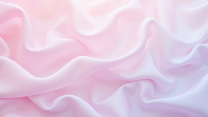 Fototapeta premium Soft pink satin fabric with gentle folds and waves, creating serene and elegant background. Ideal for design projects, textiles, or fashion displays