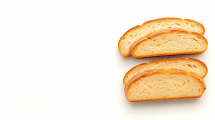 Freshly Sliced Bread Loaves on White Background for Food Photography