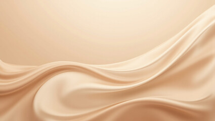 Soft beige fabric drapes elegantly, creating smooth waves and gentle folds. warm tones evoke sense of calm and sophistication, perfect for backgrounds or textile designs