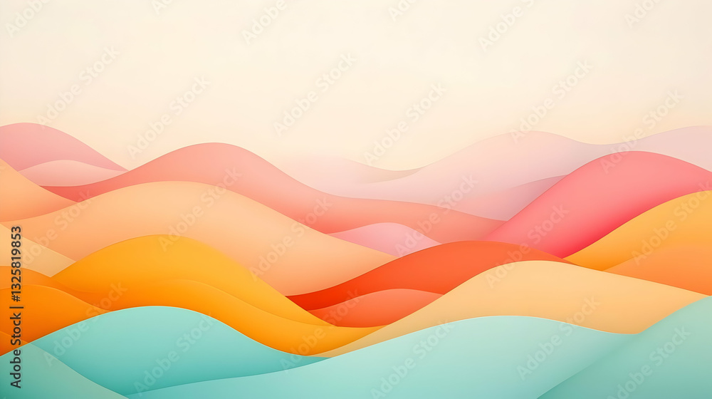 Aufkleber soft gradient waves in warm tones abstract background design