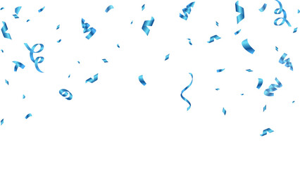 blue confetti and ribbon background vector