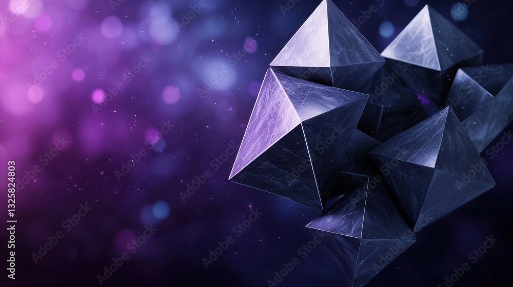 Aufkleber Abstract geometric shapes in a gradient background, featuring pyramids and a vibrant color scheme, creating a futuristic and artistic atmosphere.