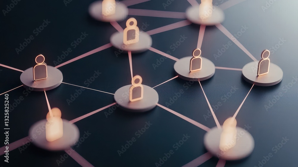 Fototapete A close-up view of interconnected nodes with padlock icons, symbolizing network security and digital connectivity.