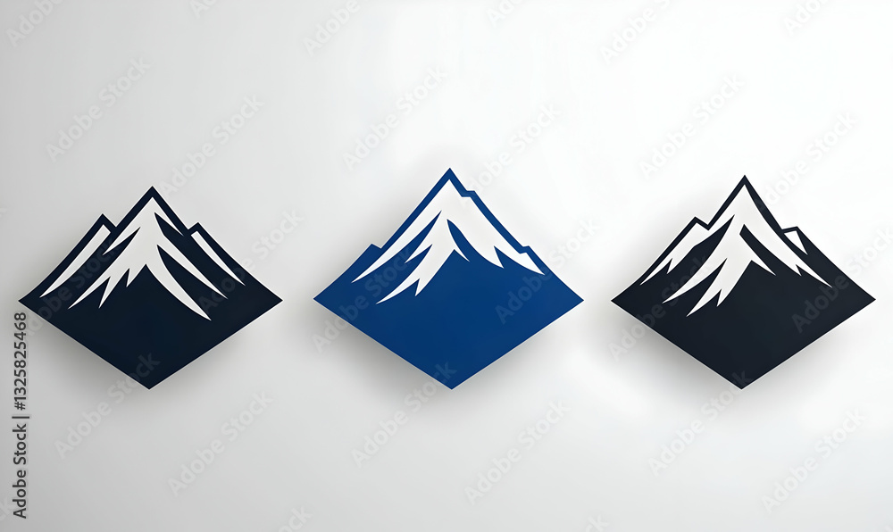 Poster abstract mountain icons with varied colors and simple design