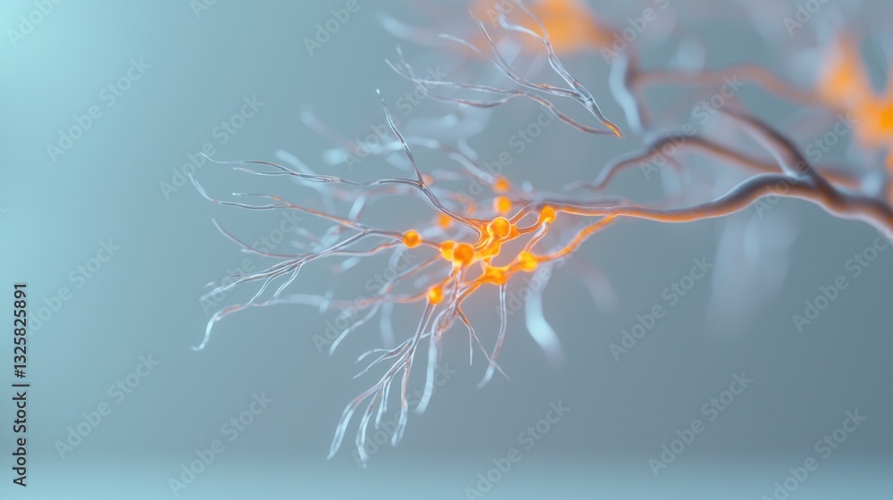 Poster synaptic network brain neuron connections high resolution microscopic image
