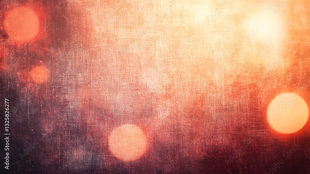 Poster a textured abstract background displaying bokeh effects and warm hues