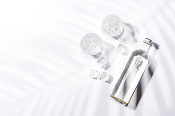 Crystal-clear glasses filled with chilled water and ice cubes