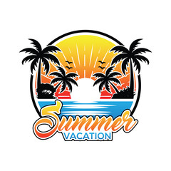 Summer background with sun and palm trees Summer background with palm trees and lettering