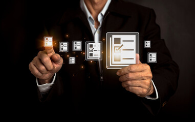 Document Management System (DMS),online documentation database , knowledge and documentation in enterprise with ERP. process automation to efficiently manage files, Corporate business technology.
