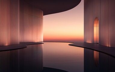 Architectural rendering of a futuristic medical facility, featuring high-rise glass panels, dynamic lighting, and an innovative structural layout