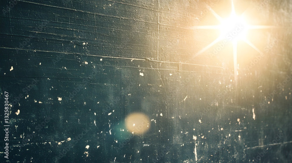 Poster a textured surface with bright light and visual effects displayed