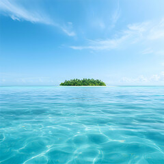 Obraz premium Tropical Island In Turquoise Water With Lush Green Vegetation Under Clear Sky
