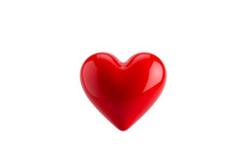 Obraz premium A vibrant, glossy red heart isolated against a pure white background, sign, white background