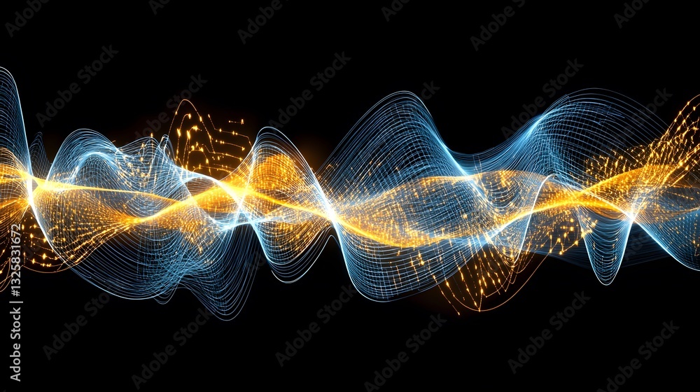 Poster abstract representation of light and sound wave interactions