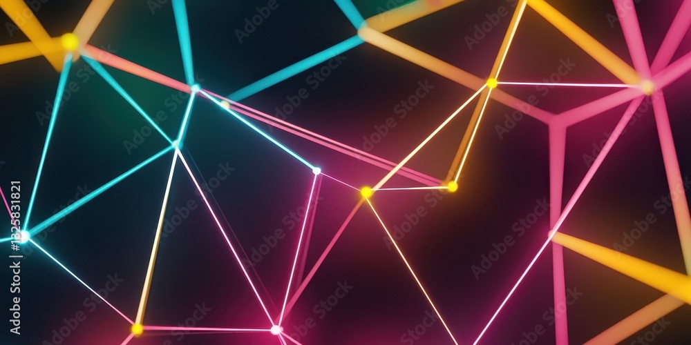 Aufkleber a vibrant abstract design featuring colorful lines and geometric shapes against a dark background.