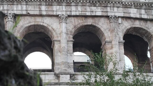 Rome coliseum arches. High quality slow motion FullHD footage