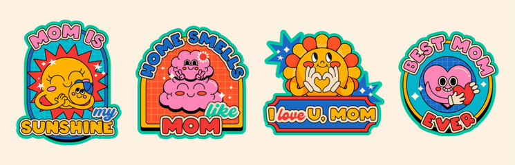 Flat labels collection for mother's day celebration